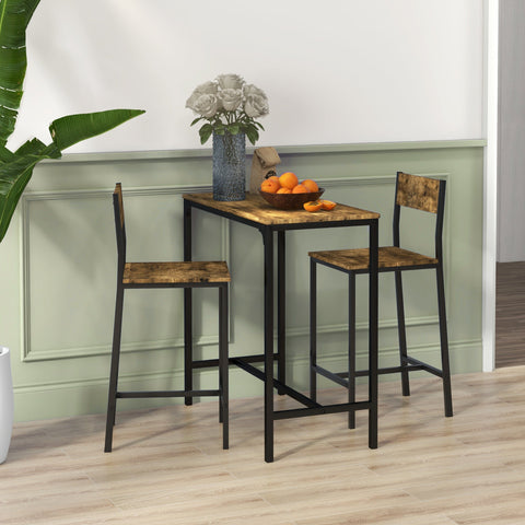 Rootz 3-Part Bar Set - Standing Table Set - Tall Pub Table with Stools - Waterproof MDF - 89cm x 45cm x 87cm
