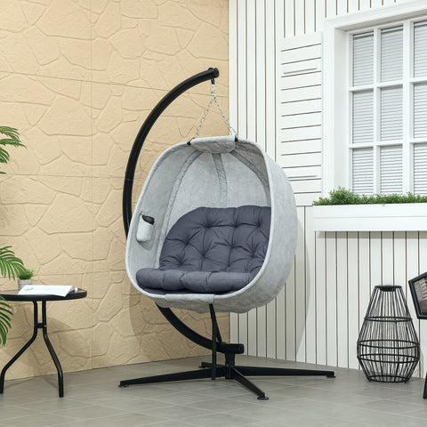 Rootz Egg-Shaped Outdoor Hanging Chair - Wall Swing - Nest-Like Seat - Ultimate Comfort - 126L x 90B x 180H cm