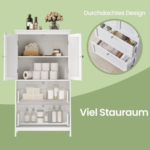 Rootz Bathroom Cabinet - Kitchen Cupboard - Storage Unit - MDF Classic Design - 30 x 60 x 110 cm