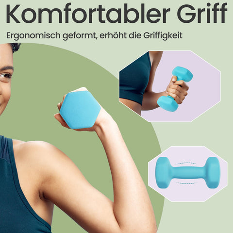 Rootz 2 Set Dumbbells - Dumbbell Set - Neoprene Coated Weights - Strength Training 16cm x 8cm - 2x2kg