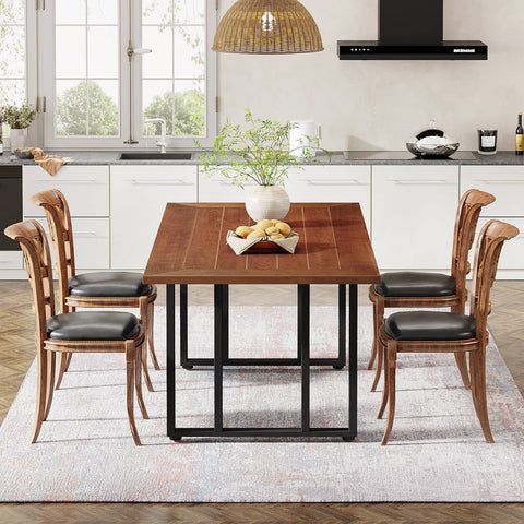 Rootz Kitchen Dining Room Table - Dining Table - Workspace Table - Rustic Finish - Easy Assembly - 69.85 cm D x 139.70 cm W x 74.93 cm H