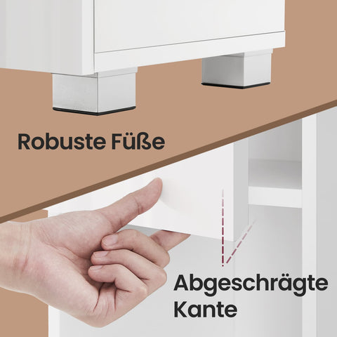 Rootz Bathroom Cabinet - Bathroom Furniture - Storage Unit - Drawer Organiser - Classical White MDF - 30cm x 30cm x 170cm