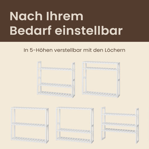 Rootz Bamboo Bathroom Shelf - Plant Shelf - Adjustable Shelves - Space-Saving - 60cm x 54cm x 15cm