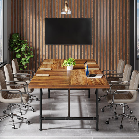 Rootz Rustic Conference Table - Meeting Table - Industrial Table - Scratch-Resistant Surface -180.00 cm x 90.00 cm x 76.00 cm. - Seats 6-8 Comfortably