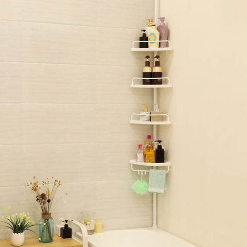 Rootz Telescopic Bathroom Shelf - Shower Caddy - Adjustable Storage Rack - Rust Resistant - Easy Installation - 85cm to 305cm - 25cm x 25cm x 35cm