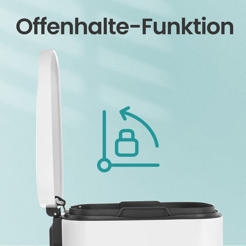 Rootz Trash Can - Pedal Bin - Waste Container - Quiet Closure - 50L - 42.4cm x 32cm x 65cm