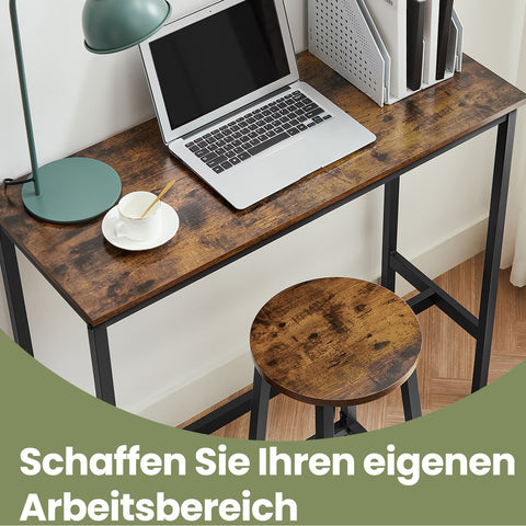 Rootz Bart Table with 2 Bar Stools - Standing Table and Chairs - Bar Set - Space-Saving Design - 40x100x90cm Table, 32cm D x 65cm H Stools