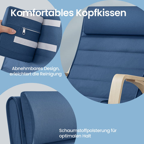 Rootz Swing Chair with Adjustable Footrest - Rocking Armchair - Birch Wood Relax Chair - 121.5cm x 67cm x 84cm