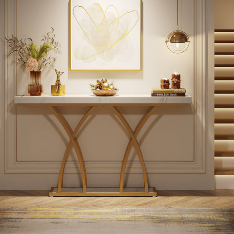 Rootz Chic Gold Console Table - Hallway Table - Sofa Table - Luxurious Design -140cm L x 30cm W x 80cm H