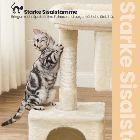 Rootz Cat Tree for Large Cats - Scratching Post - Luxury Cat Tower - Sisal Rope - 60cm x 40cm x 84cm