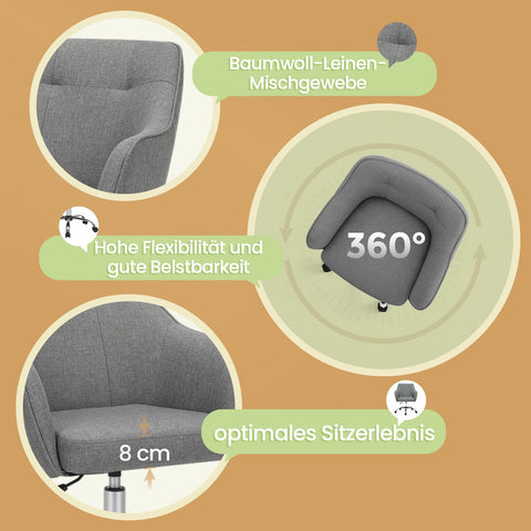 Rootz Height-Adjustable Computer Chair - Office Chair - Desk Chair - Ergonomic Support - 65 x 69 x (83-93) cm