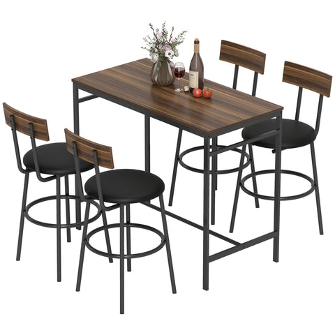 Rootz 5-Part Bar Table Set - Kitchen Dining Room Set - Industrial Design - Space-Saving Comfort - 55cm x 90cm Table, Stools 41.5cm x 47.5cm x 92cm