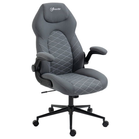 Rootz Vinsetto Office Chair - Ergonomic Desk Chair - Adjustable Computer Chair - Rocker Function - Fold-Up Armrests - Microfiber Fabric - 65.5cm x 69.5cm x 112-122cm