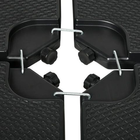 Rootz Parasol Stand - Umbrella Stand - 4-piece Parasol Stand - Fillable - Black - 100 x 100 x 8 cm