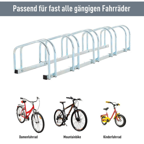 Rootz 5 Bicycle Stand - Bike Rack - Cycle Holder - Durable & Weatherproof - Space-Saving Design - Versatile Mounting - 145cm x 33cm x 27cm - Galvanized Steel