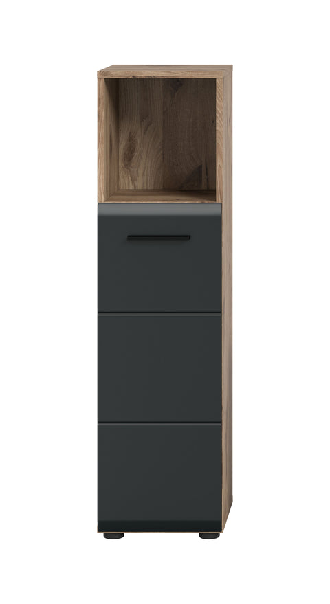 Rootz Tall Standing Cabinet - Freestanding Storage - Narrow Organizer - Black and Brown - 2 Adjustable Shelves - 30x110x30cm