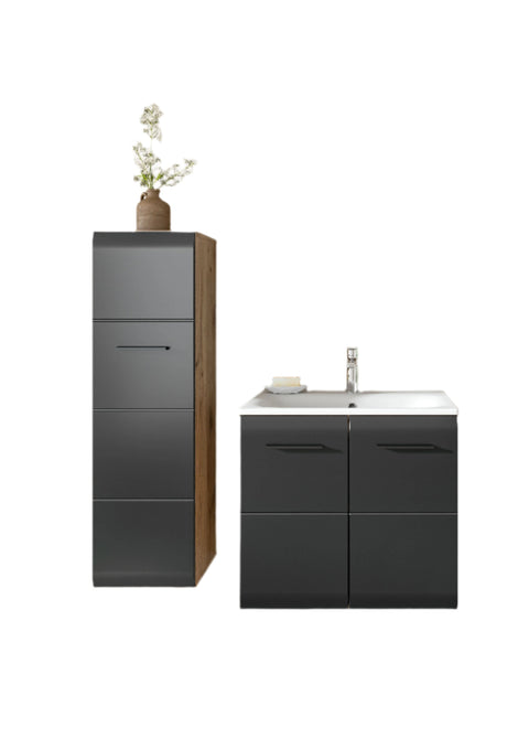 Rootz 4-Piece Bathroom Set - Vanity Ensemble - Bathroom Furniture - Space-Saving Design - 105x185x46cm
