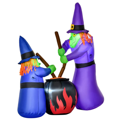 Rootz Inflatable Witch Cauldron Figure - Halloween Air Figure - LED Lighted Witch Decoration - Quick Setup - Durable Polyester - 170x60x180 cm