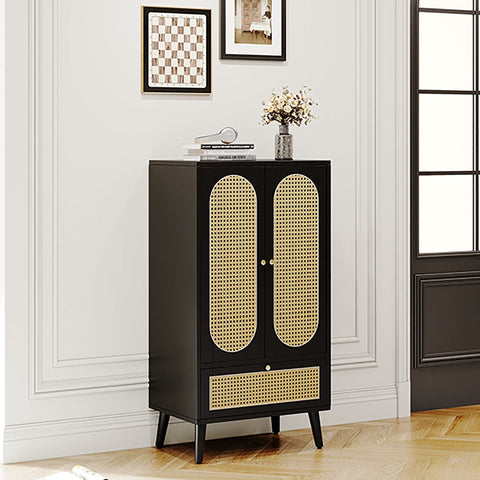 Rootz Elegant Black Sideboard - Storage Cabinet - Versatile Furniture - Height-Adjustable Legs - 60L x 40W x 110.5H cm