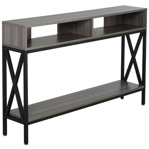 Rootz Console Table - Entrance Table - Industrial Furniture - Sturdy Bottom Shelf - 120 x 23.5 x 75 cm - Gray Wood