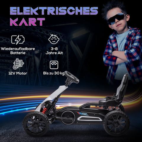 Rootz Electric Go-Kart for Children - Kids Go-Kart - White Electric Kart - Enhances Outdoor Fun - 100cm x 58.5cm
