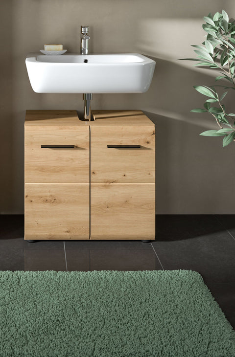 Rootz Vanity Unit - Bathroom Cabinet - Sink Storage - Brown - Space-Saving - 60cm x 54cm x 30cm