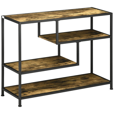 Rootz Industrial Console Table - Entryway Table - Rustic Brown Black Hall Table - Steel Chipboard - 99.6cm x 33.6cm x 74cm