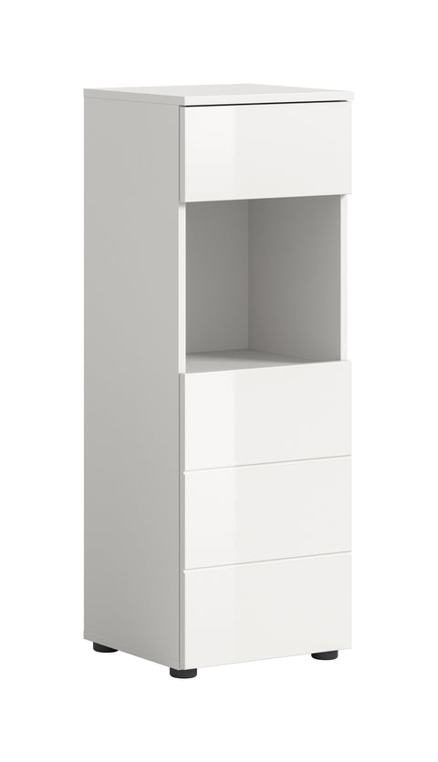 Rootz Freestanding Cabinet - Bathroom Storage Unit - White Gloss Cupboard - Sleek Design - 38x106x34 cm