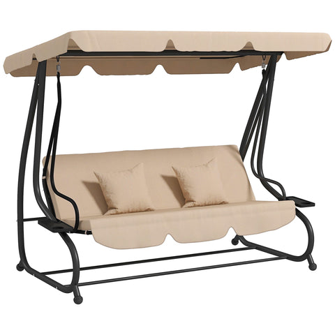 Rootz Rocking Bench - Garden Swing - 3-Seater Hollywood Swing - Steel Frame - 200 x 120 x 164 cm - Includes Beverage Holders