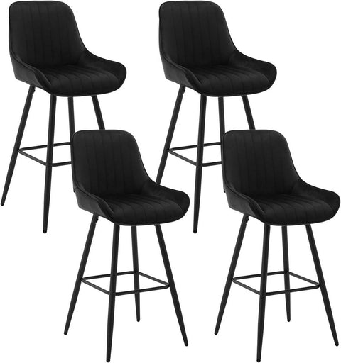 Rootz 2 Pack Bar Stools - Counter Stool - Velvet Seats - Ergonomic Backrest - Metal Frame and Legs - 48.5cm x 106cm x 46cm