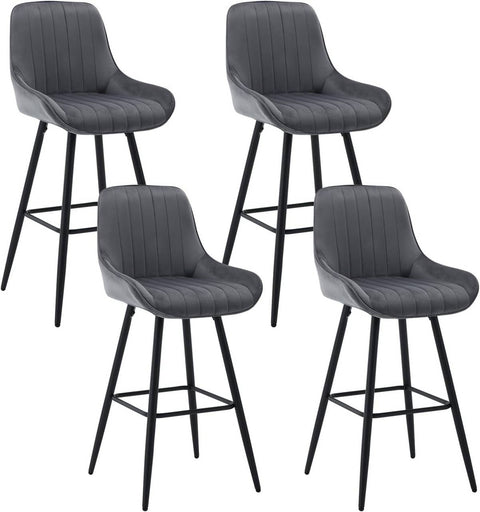 Rootz Bar Stool Set - Counter Stools - Padded Backrest - Modern Lines - Rust-Resistant Metal Legs - 48.5cm x 106cm x 46cm