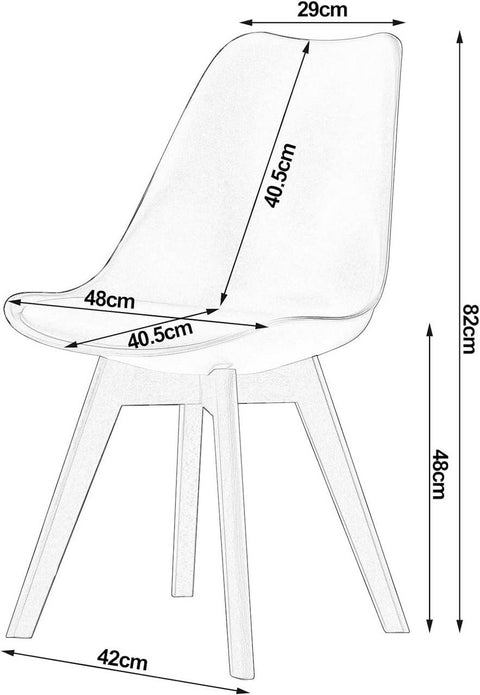 Rootz Dining Chair - Ergonomic Chair - Comfortable Seating - High-Density Foam - Stable - Floor Safe - Easy Assembly - 82cm x 48cm x 40.5cm