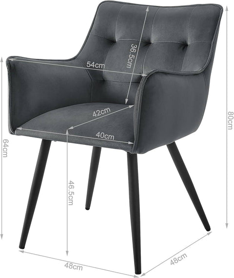 Rootz Velvet Dining Chair - Elegant Chair - Stylish Seating - High-Density Foam Comfort - Durable Metal Frame - Ergonomic Design - 57cm x 80cm x 57cm