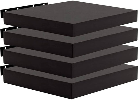 Rootz 4 Set Wall Shelf - Bookshelf - Decorative Shelving - High Resilience - MDF Wood (40x22.9x3.8cm) - Black