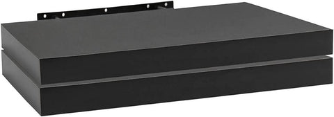 Rootz 2 Set Wall Shelf - Bookshelf - Deco Shelving - High Resilience MDF Wood - 70x22.9x3.8cm - Black