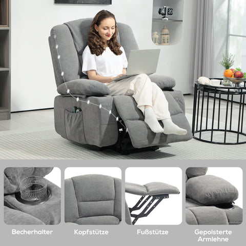 Rootz Electric Relax Chair - Massage Chair - Stand-Up Aid - Heat Functions - 97cm x 90cm x 102cm - Offers Comfort & Mobility