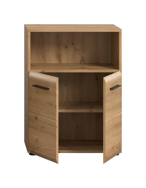 Rootz Wide Standing Cabinet - Storage Unit - Organizer - Easy Assembly - 60x80x30 cm - Brown Finish