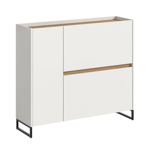 Rootz Shoe Cabinet - Shoe Storage - Shoe Organizer - Quick Installation - 97x110x32cm - White & Artisan Brown