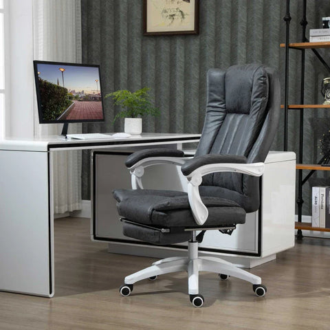 Rootz Office Chair - Swivel Chair With Reclining Function - Footrest - Height Adjustment - Desk Chair - Microfiber - Plastic - Metal - Nylon - Black + Dark Gray - 63 x 71 x 110-118 cm