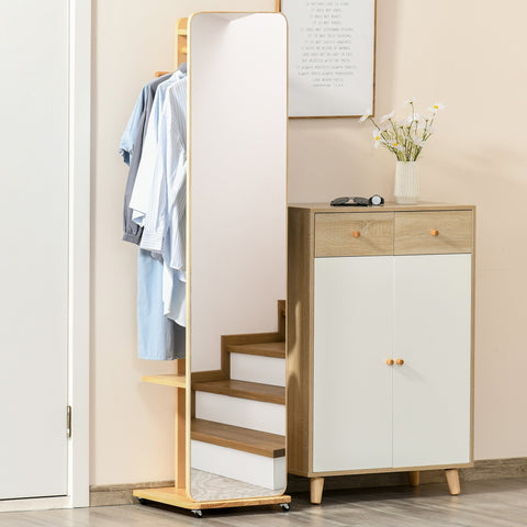 Rootz Stand Mirror - Dressing Mirror - Full Size Mirror - Space-Saving Design - 40cm x 44.5cm x 170cm