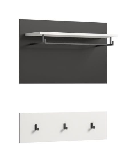 Rootz White Entryway Panel - Wall Rack - Coat Hooks - Space-Saving - 80 x 73 x 27 cm