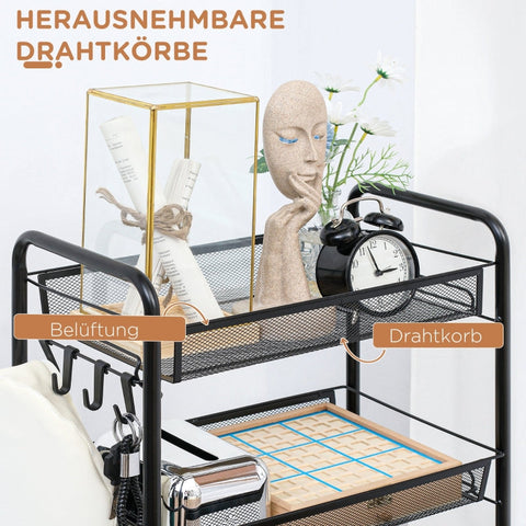 Rootz Service Trolley - Kitchen Cart - Rolling Utility Cart - 5-Tier Storage Rack - Space-saving - Steel & Plastic - 45cm x 26.5cm x 106cm