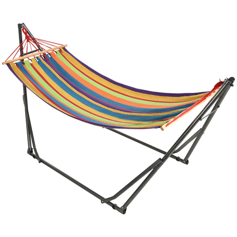 Rootz Foldable Garden Swing Hammock - Epoxy Resin - 1 Person Swing - Sturdy Metal Frame - 270cm x 100cm x 94cm