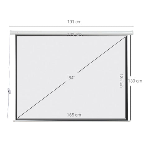 Rootz Motorized Projector Screen - Cinema Screen - Projection Screen - Durable Fabric - 171cm x 130cm - White - Compact Design