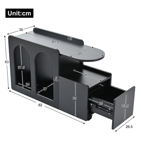 Rootz Multifunctional Side Cabinet - Storage Trolley - Rolling Cart - Flexible Wheels - 82cm x 30cm x 53cm