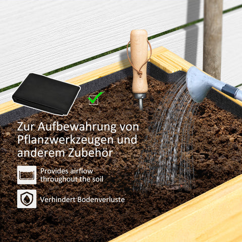 Rootz Wooden Flower Box - Raised Planter - Garden Bed - Fleece Lining - Healthy Soil - 100 x 30 x 70.5 cm