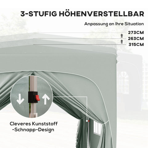 Rootz 3x3m Gazebo - Pop-Up Garden Tent - Portable Shelter - UPF50+ Protection - 300x300x273cm