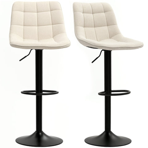 Rootz Modern 2 Set Rotating Bar Chairs - Adjustable Stools - Padded Bar Seats - Height Versatile 63-84cm - 47b x 53t x 96-117h cm