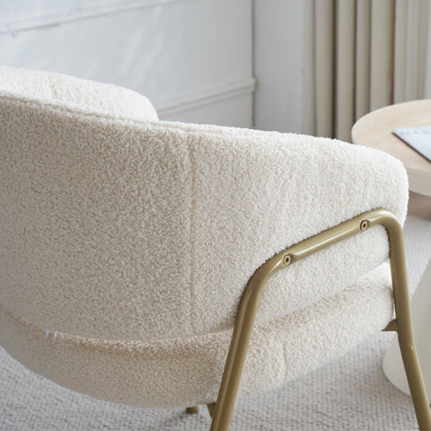 Rootz Modern Dining Chair - Lambskin Look - Luxury Seating - Exceptional Comfort - Gold-Plated Legs - 49L x 48W x 78H cm