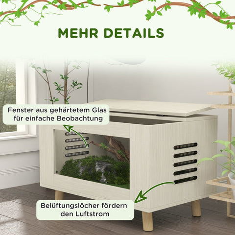 Rootz Reptile Box Terrarium - Vivarium - Kweekbox - Gemakkelijke toegang - Gezonde luchtstroom - Duidelijk zicht - 80 cm x 50 cm x 50 cm - Gehard glas